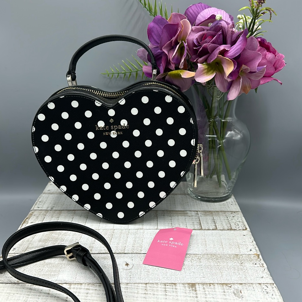 Nwt Kate Spade Love Shack Polka Dot Heart Crossbody Bag